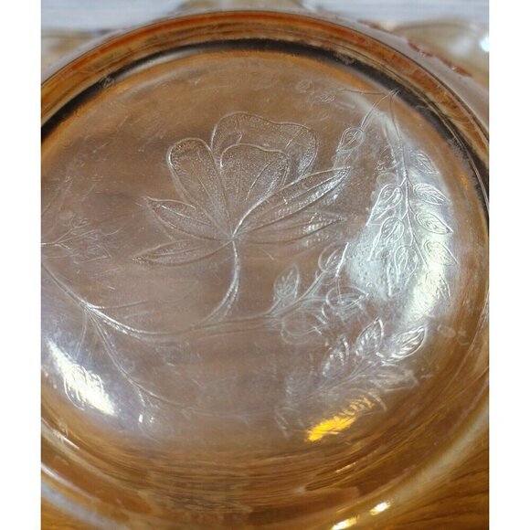Crystal Clean Marigold Floral Carnival Glass Ruffled Fruits Salad Serving Bowls - Picture 8 of 12